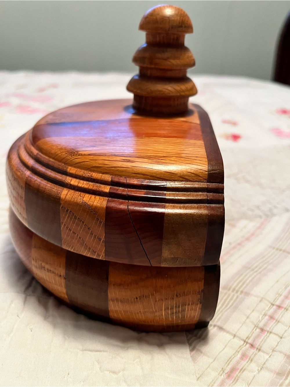 Handcrafted Wooden Half-Moon Trinket Box Hand Turned Half Circle Design - Picture 2 of 16